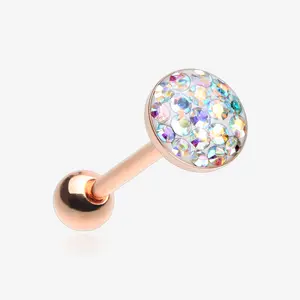 Rose Gold Multi-Gem Sprinkle Dot Sparkle Barbell Tongue Ring