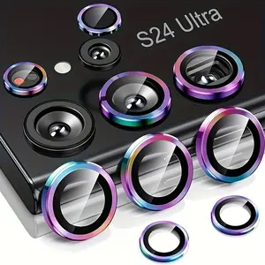 Bilolly 30 Pieces Camera Lens Screen Protector Designed For Galaxy S24 Ultra Individual Lens Protectors, Scratch-Resistant Ultra-Thin HD Tempered Glass With Aluminum Edging, Case Friendly, Easy Installation Smartphone Protection Accessories