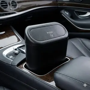 Foldable Car Trash Can, Leakproof & Waterproof Vehicle Garbage Bin, Auto Storage Organizer with Press-Seal Lid, Portable Car Accessories for Interior, Travel Waste Bag & Dashboard Storage Solution