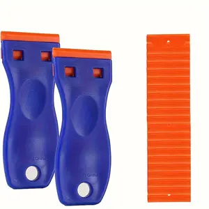 Plastic Razor Scraper Set with 2 Pieces Scrapers & 20 Blades, Multi-Purpose Tool for Sticker Removal, Removing Stickers Labels Paint Adhesive