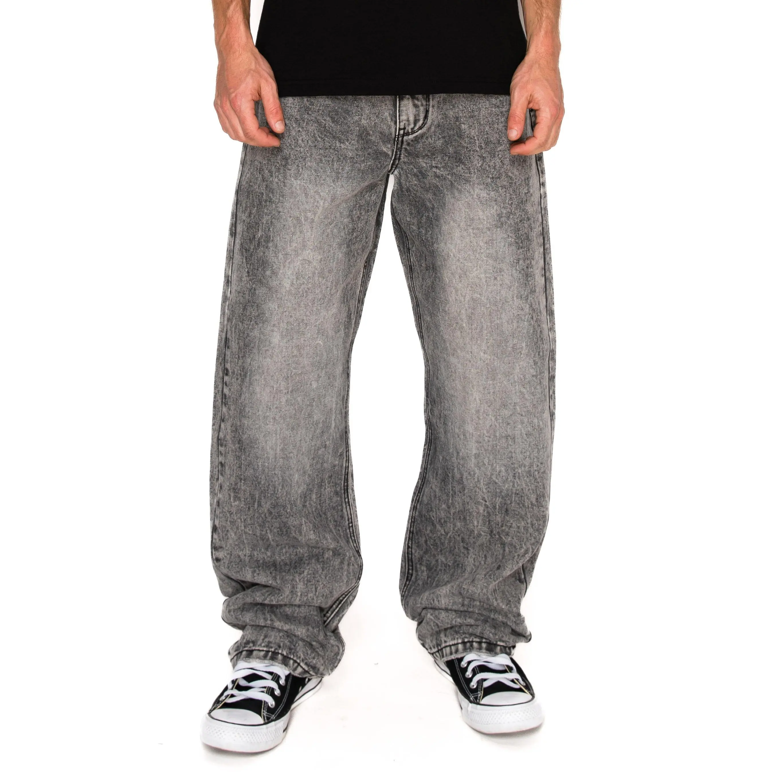 VICTORIOUS Men's Baggy Jeans in Stone Washed 100% Cotton Denim, a 90s Loose Fit with a Relaxed Wide Leg, 90S Loose Fit Men's Jeans, Classic Baggy Men's Jeans