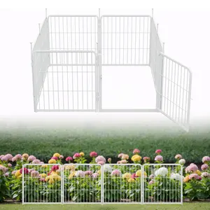 Cozy Castle Garden Fence with Gate 24" 6/8/12/16 Panels, Heavy Duty Metal Garden Fence Animal Barrier, No Dig Dog Fence Outdoor for Yard, Easy Set Up, White
