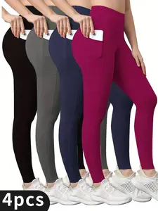 4 Pack Women's Thermal Fleece Lined High Waisted Leggings - Workout Winter Warm Thick Tights Soft Yoga Pants - For Women - Suitable for Winter Workouts & Yoga - Perfect Gift for Fitness Enthusiasts