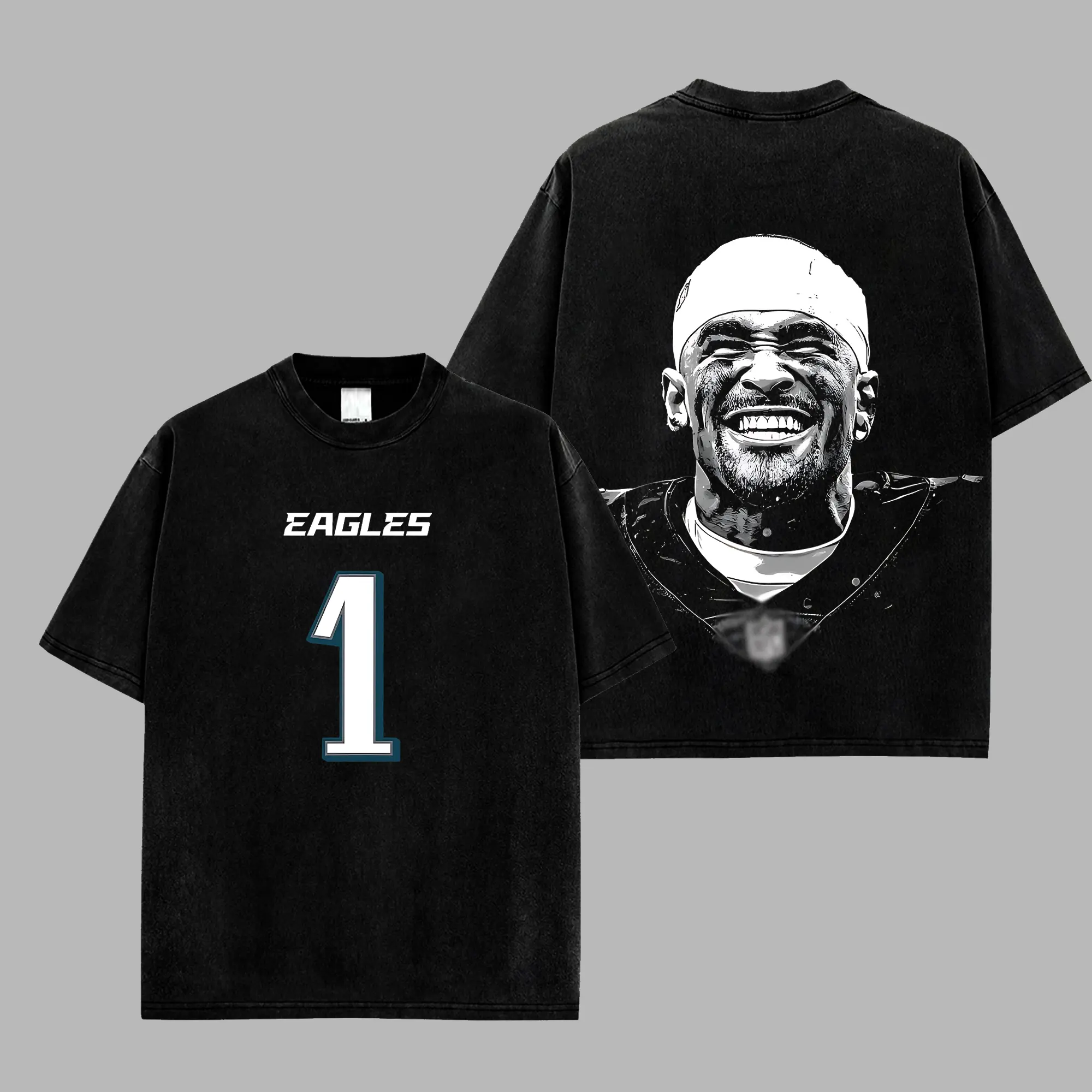 [RedZoneStyle] Jalen Hurts 1 Big Face Game Day Retro Unisex 100% Heavyweight Cotton T-Shirt – Hurts So Good Fans Shirt, Eagles Philly Football Shirt, Game Day Outfits, Gift For Football Fans