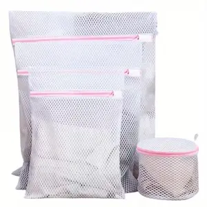 Heavy-Duty Polyester Laundry Mesh Bags Set of 4, Safety Zipper Closure, Suitable for Delicate Clothes, Underwear