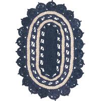 Navy Blue and White 4' 1 x 6' 1