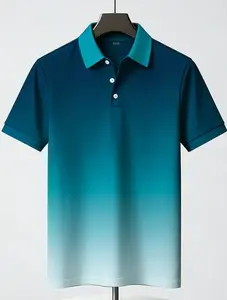 2026 New Arrival Men's Gradient Golf T-Shirt Breathable Quick Dry Short Sleeve Fashion Casual Tops