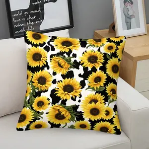 1-Piece Sunflower & Cow Print Body Pillow, Rustic Farmhouse Style Decorative Pillow, Soft Memory Foam Cushion with Hidden Zipper, Breathable Plush Cover, Perfect for Bedroom Sofa, Couch, Farmhouse Decor & Gift