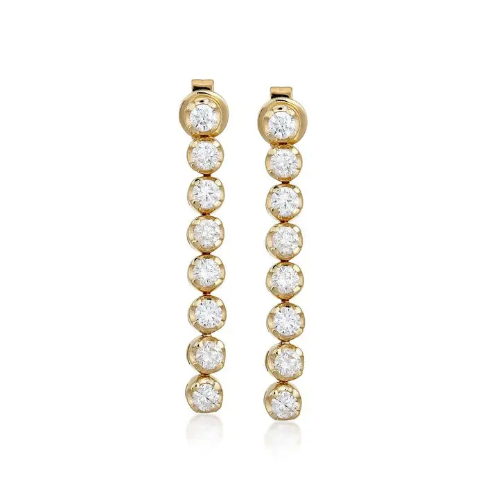 Tennis drops Earrings in 14 K Yellow Gold
