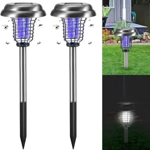 2 Pack Solar Silent Mosquito Repellent Lamps for Indoor Use, Effective Against Mosquitoes, Flies, and Fruit Flies, Eco-Friendly Bug Zappers, Mosquito Killer Lamp