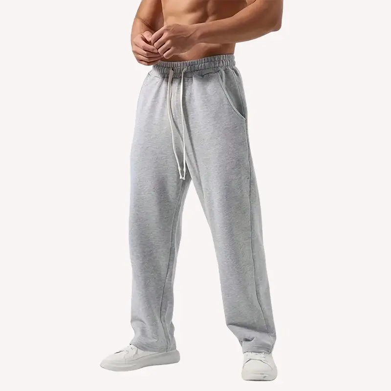 Men's Gray Baggy Loose Jogger Pants - Athleisure Pants, Casual Sports Trousers, Relaxed Comfortable Fit Mens Clothing for Everyday Lounging, Weekend Outings, Grey Sweat Pants