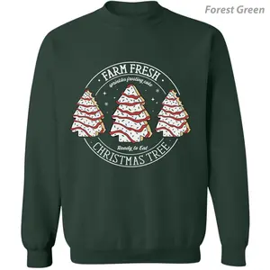 Farm Fresh Christmas Tree Sweatshirt, Holiday Cookie Graphic Pullover, Festive Winter Crewneck Top, Unisex Casual Long Sleeve Warm Wear, Apparel Made In The USA	