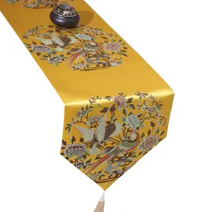 Birdsong and Floral Fragrance Table Runner Furniture Decoration Yellow Red Table Runner