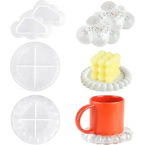 4Pcs Bubble Coaster Silicone Molds Set for DIY Epoxy Jewelry Storage Tray, Plaster Tray, Cement Cup Pad, Injection Resin Mold - Home Improvement.