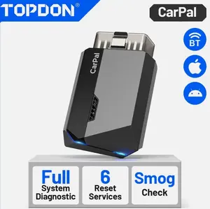 TOPDON Carpal OBD2 Scanner Bluetooth - Scanner for Car, All System Diagnostic Tool for iOS & Android, Vehicle Health Check, 6 Maintenance Services, Smog Check, Repair Guide, Performance Test Led