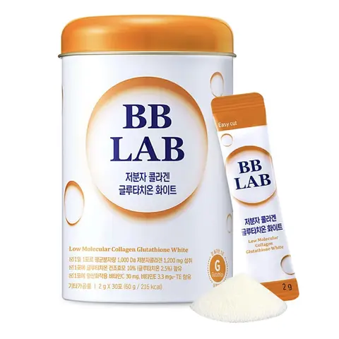 [BB LAB] Collagen Glutathione White, Low Molecular Korean Stick Supplement, Fish Peptides, Vitamin C, Vitamin E, Glutathione, Fast abosorption, Orange Flavor (2g x 30 sticks)