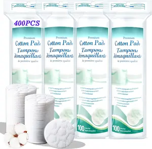 ZPCO Premium Cotton Rounds for Face, 400 Count Makeup Remover Pads,100% Pure & Natural Facial Cleansing Round Pads for Makeup Removal, Nail Polish Remover (Green-4PCS)