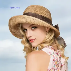 2026 Grass Hat Women's Summer Sunshade Hat Sunscreen Breathable Sunshade Sunscreen Hat New European and American Hat Women's Style