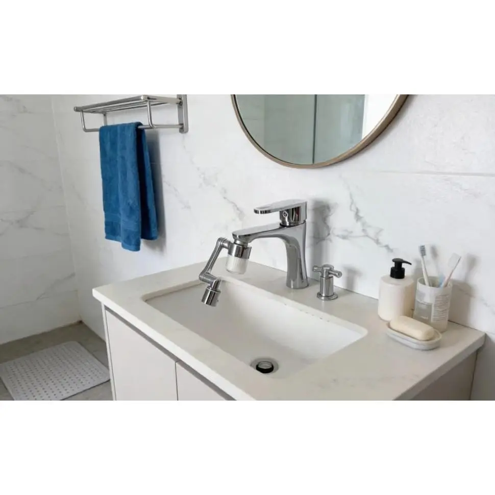 Bosreroy Faucet Filter With 8 Filters, 1440 Degree Rotation, Dual Spray, Copper Build