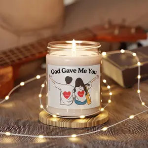 Personalized Valentines Soy Candle, Couple's Names, God Gave Me You, Valentine's Day Gift for Girlfriend Boyfriend, Anniversary Love Candle