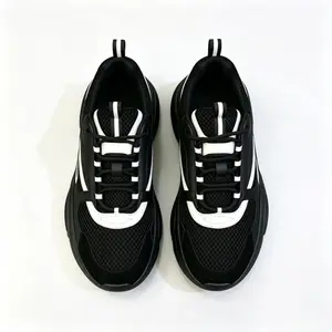 2026 new Trendy Black & White Chunky Trainers  Breathable Casual Footwear for Street Style