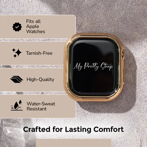 My Pretty Strap – Compatible Apple Watch Cover – Luxury Protective iWatch Case for Women – Series 1–10, SE & Ultra (38MM/40MM/41MM/42MM/44MM/45MM/49MM) – Gold, Silver, Rose Gold – Glossy XOXO Cover
