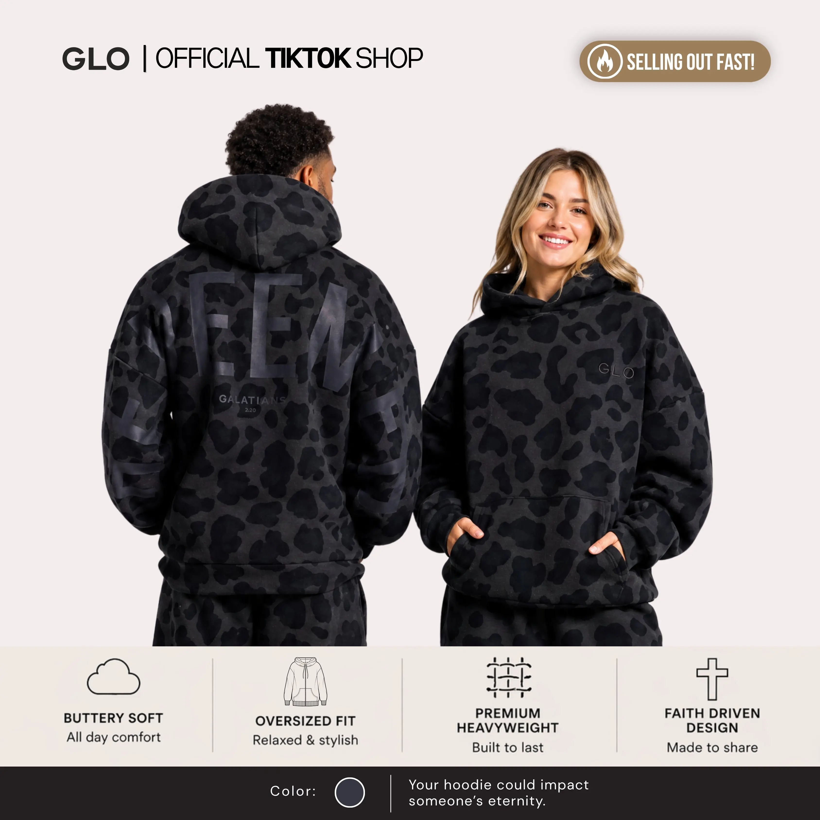 GLO Kingdom Essential Animal Printed Hoodie, Polyester, Tops GLO Kingdom Essential Animal Printed Hoodie, Polyester, Tops