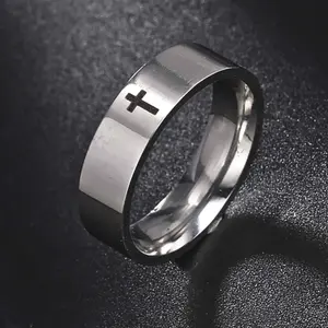 1pc Women's Cross Ring Stainless Steel, Exquisite Jewelry Accessories for Daily Wear for Party, Birthday, Anniversary, Date, Gift for Girlfriend