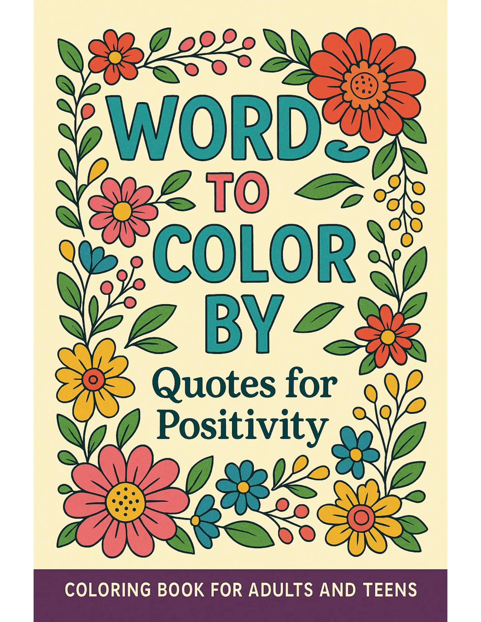 Words to Color By Quotes for Positivity Coloring Book Sheets For Adults and Teens