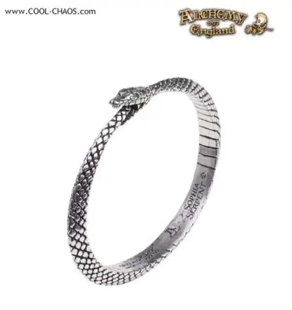 Ouroboros Snake Serpent Bracelet Green Crystal Size Large