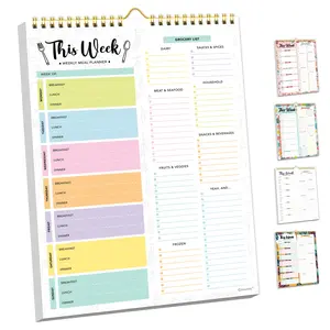 Weekly Meal Planner Notebook - 8.5x11", 52 Sheets, Magnetic, Wall-Mountable Grocery List & Menu Planner