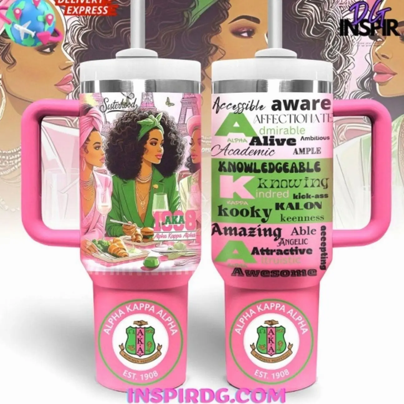 Alpha Kappa Alpha  30oz 40 oz Tumbler With Handle HG Cup