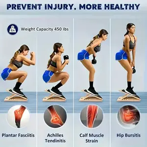 Portable Wooden Slant Board for Calf Stretching Squats Calf Stretcher Pilates Physical Therapy Equipment Adjustable Incline Board for Knees Ankle Heel Feet Leg Adjustable Incline Levels Anti Slip Grip Surface