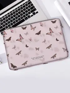 Butterfly Pattern Printed Notebook Bag, Soft Case for Laptop and Tablet, Versatile Zipper Pouch for All Seasons, Laptop Sleeve
