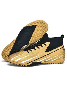 Unisex Soccer Shoes High Top TF Short Studs, Professional Training Boots for Indoor Outdoor, Lightweight Anti-Slip Rubber Sole, Soccer Cleats