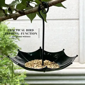 Umbrella Feeder Bird Food Dish Water Pool Outdoor Hanging Craft Garden Courtyard Decoration Home Decor