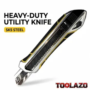 Industrial Retractable Utility Knife, Zinc Alloy Foldable Box Cutter, Comes with 10 SK5 Blades, Built-in Safety Lock and Pocket Clip, Perfect for Cardboard Cutting, Package Unpacking, DIY Crafts, Office and Household Use