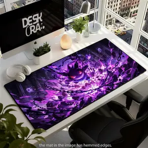 GGengarr Anime Desk Mat - Purple Ghost Large Gaming Mouse Pad - XL Gamer Mousepad