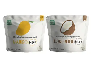 Snakklub Mango / Coconut Duos – Freeze-Dried Mango and Coconut, 100% Fruit Without Added Sugar/Additives/Preservatives Fruit Snack
