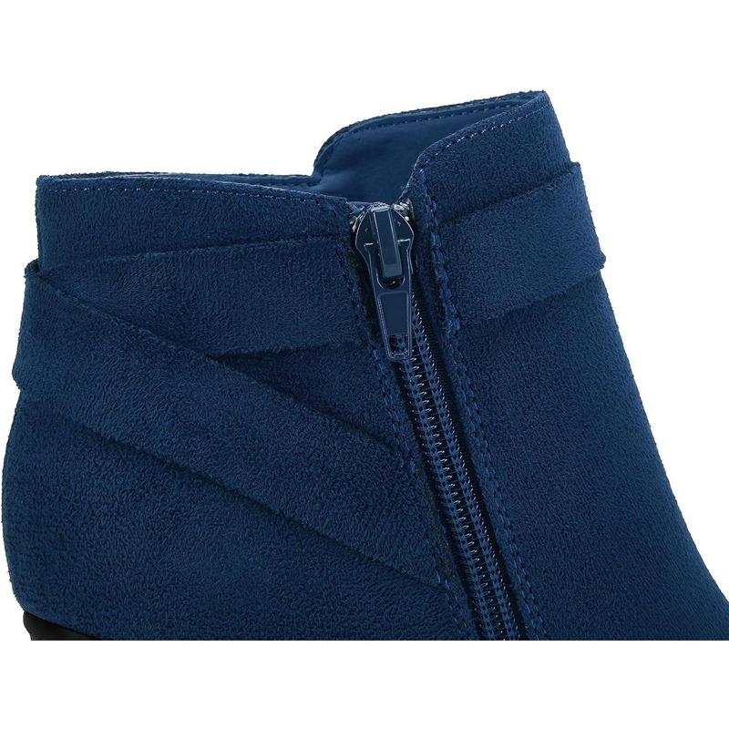 Coutgo Womens Tie Knot Chelsea Pump Ankle Boots Closed Toe Stacked Heel Booties Shoes