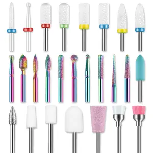 26pcs Nail Drill Bits Set, 3/32inch Professional Ceramic Safety Bits for Nail Drill, Cuticle Efile Nail Drill Bits, Remover Bits for Acrylic Gel Nail Tech Manicure Pedicure, Home Salon