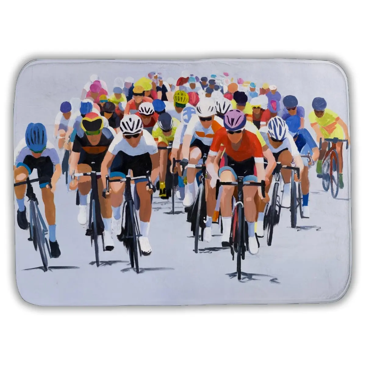 360 stand Microfiber Foam Absorbent Rectangle Bath Mat, 17x24 in Vibrant Design Sports Theme Cycling Competition Blue, for Cycling Enthusiasts’ Man Cave, Home Bathroom Shower Decor, Washable, Foam Bath Mats, Colorful Foam Bath Mats