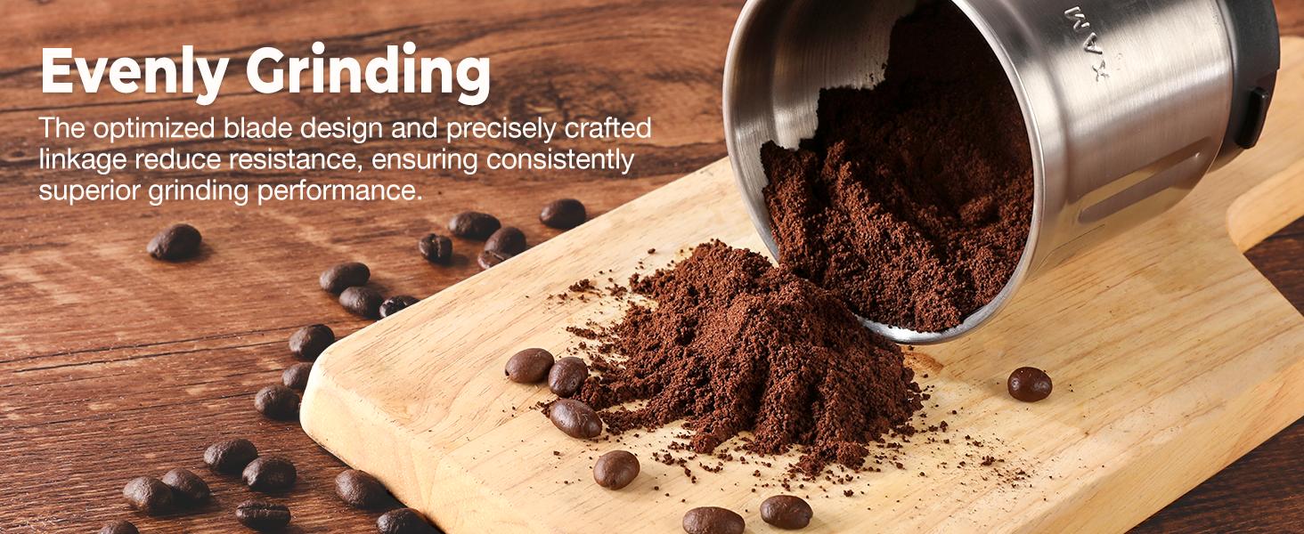 HAUSHOF Coffee Grinder Electric, One Touch Design, Spice, Herb, Grinder for Coffee Bean Spices and Seeds with 1 Removable Stainless Steel Bowl, Dry Grinder-Black