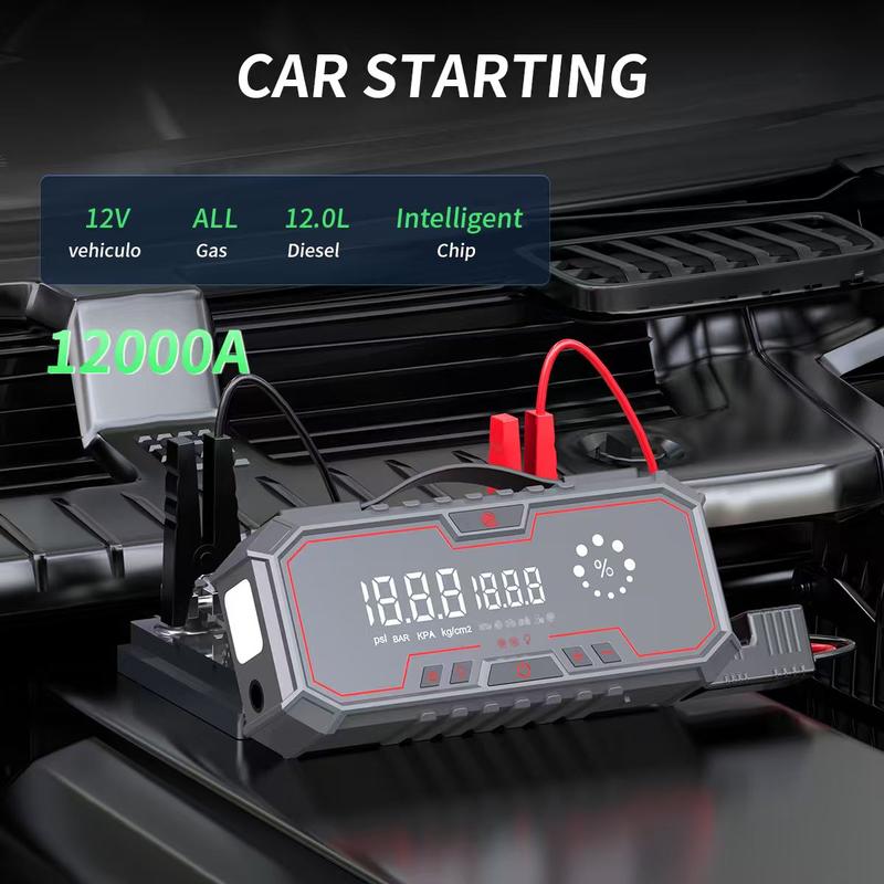 Kapeezi 12000A (All Gas, 12L Diesel) Portable Car Jump Starter with Air Compressor, Blower All-in-One, portable power bank with 160PSI Tire Inflator, Car Battery Jump Starter Multi-Function Vehicle battery jump pack Automotive Tool Kit