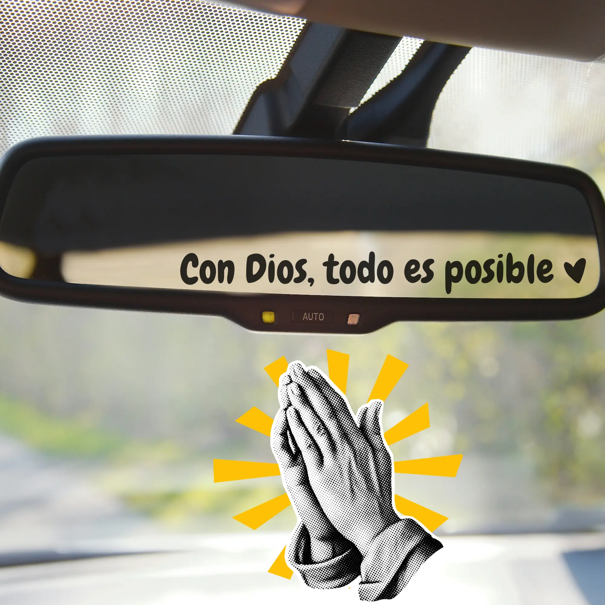 🙏✨ Fe en el Camino 🚗 Sticker Inspirador ✨ Con Dios, todo es posible 💖 Sticker Retrovisor Car Decal Vehicle Exterior Decoration