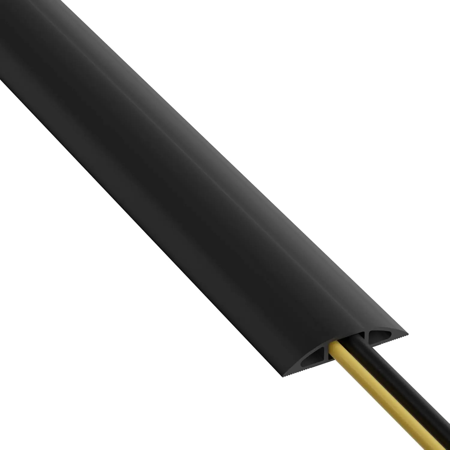 6ft Floor Cord Cover, Cable Protector, Hide Extension Cords, Protect Cords, Prevent Cable Trips, Heavy Duty Cord Hider - Cable Cavity = 0.63" (W) x 0.31" (H) - Black