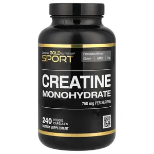 California Gold Nutrition Sport, Pure Creatine Monohydrate, 750 mg, 240 Veggie Capsules