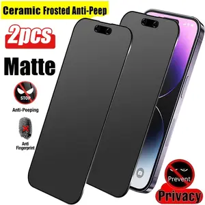 2-Pack Matte Privacy Ceramic Screen Protector for iPhone 17 Pro Max/17 Pro/17 Air/16 Pro Max/16 Pro/15 Pro Max/15 Pro/15/14 Pro Max/14 Plus/13 Pro Max/12 Mini/11, Anti-Fingerprint, Easy to Apply, Matte Privacy Film