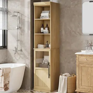 Garvee 70 Inch Tall Narrow Storage Cabinet with Open Shelves for Small Spaces, Bathroom, Laundry Room Corner