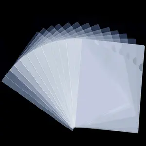 Plastc Clear Document Folders - 100 Pack, L-Type Folders Copy Safe Project Pockets, for Letter Sze Sheets, Transparent Color